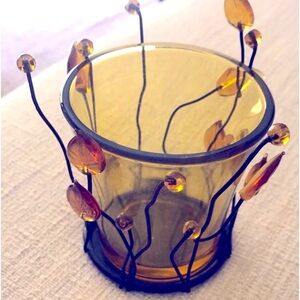 Rare Vintage Brown Party Lite Leaf Candle Holder